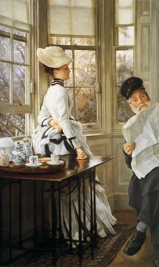 James Tissot - 147, Leggere le notizie, 1874